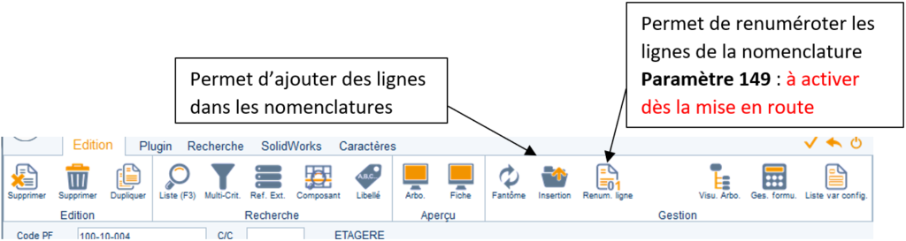 Saisie de nomenclature 1