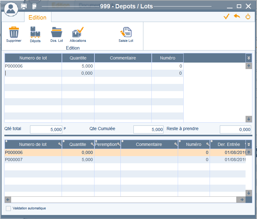 Suppression auto des lots nuls 5