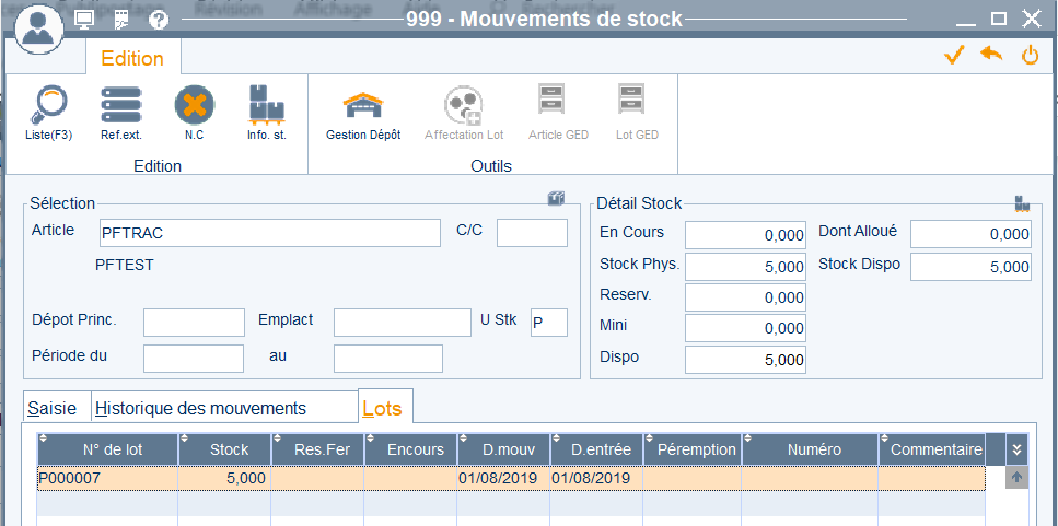 Suppression auto des lots nuls 6